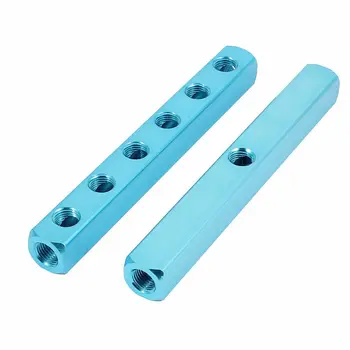 

Air Pneumatic Aluminum Manifold Block Splitters 2 Pcs 1/4BSP Thread 6 Ways