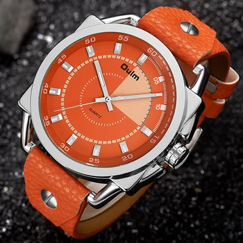 

Oulm Mens Fashion Orange Quartz Watches Waterproof luminous Military Sports Quartz Watch Luxury Men Watches Relogios Masculino