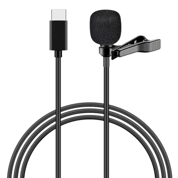 

Phone Microphone with Collar Clip Omnidirectional Condenser Microphone for Type C Interview Vlog Live NK-Shopping