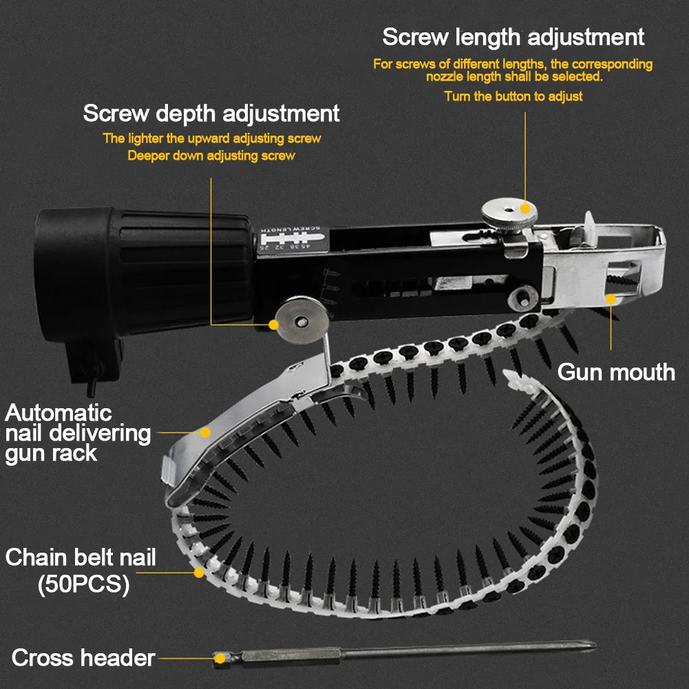 Цепной гвоздь адаптер Профессиональный Выход Кронштейн бытовой автоматический Электрический деревообрабатывающий инструмент с шурупами быстрая нержавеющая сталь