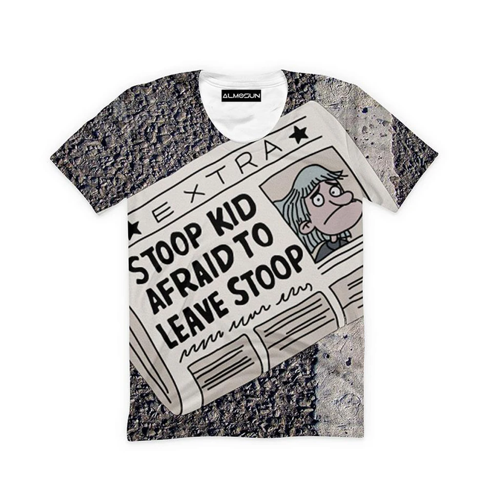 Крыльце малыш страшно оставлять 3D во всем печатных футболки короткий рукав Hipster