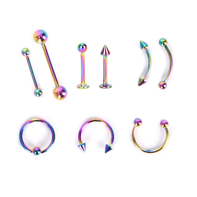 8/9/16Pcs Mix Bar Ball Ring Spiking Surgical Stainless Steel Ear Eyebrow Lip Nose Tongue Piercing Set Jewelry for Women Men piercing jewelry ear piercing jewelry body piercing jewelry body jewelry