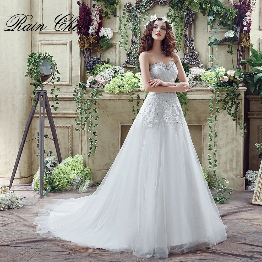 Vestido De Novia 2020 New Design A line Bridal Gowns Strapless Lace Up Back Sweetheart Wedding Dress | Свадьбы и торжества