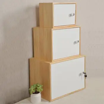 

Solid Wood With Door And Lock Wood Box Wood Cabinet Snack Storage Box Large Toy Clothing Household Finishing Box