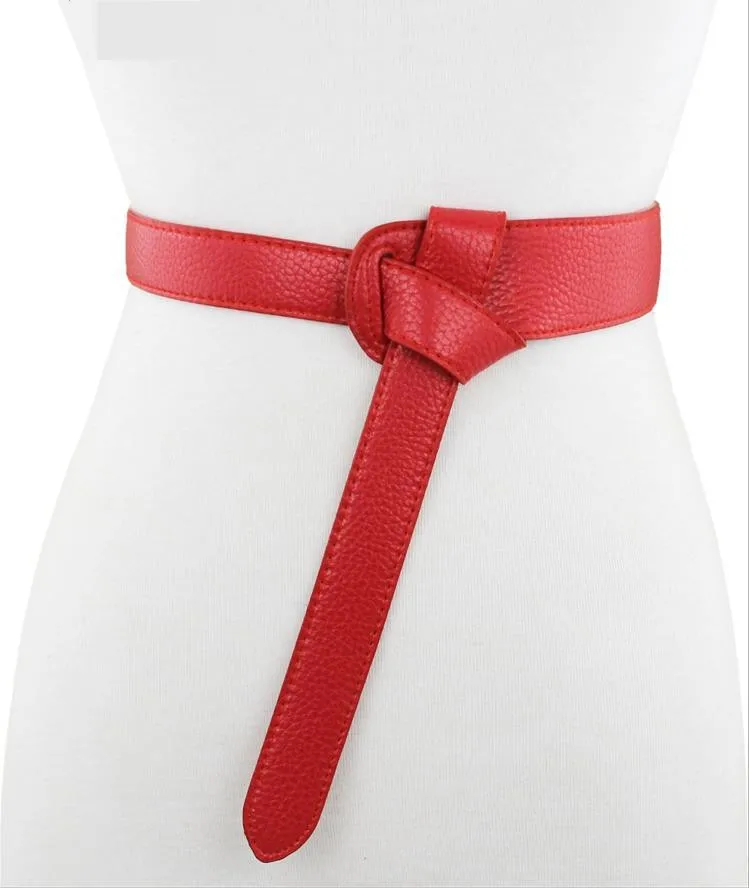 Ремни для женщин Edgy украшенное платье кожа с пальто юбка завязанный ремень простая Мода черный красный 120 см талия уплотнение