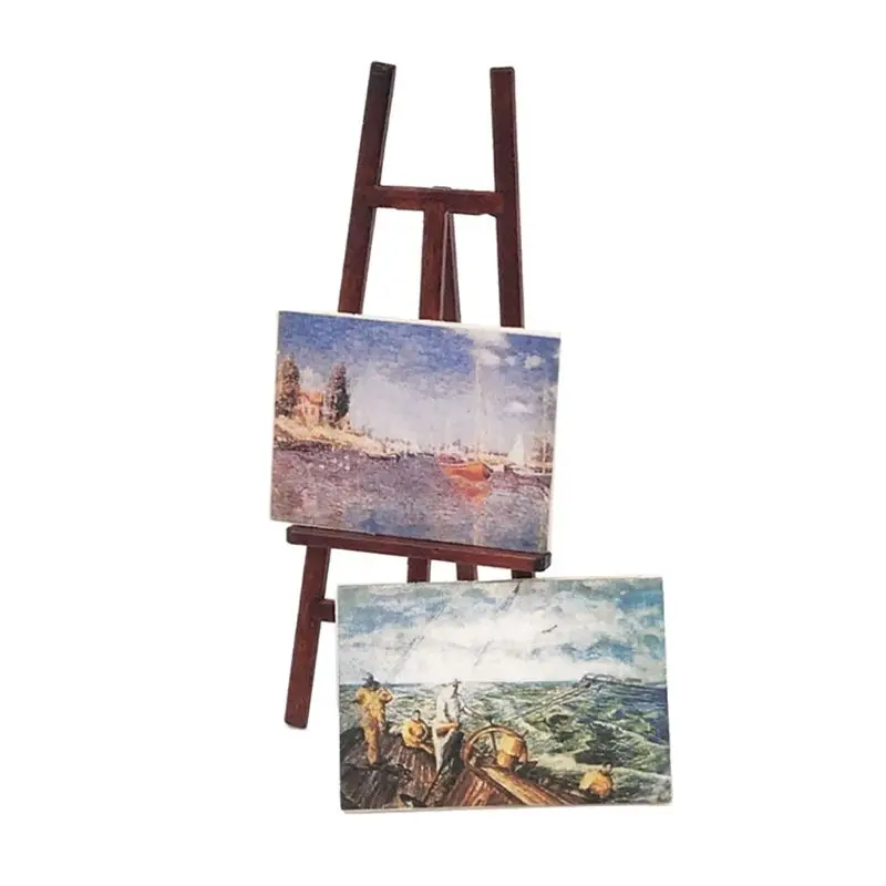 

1:12 Miniature Easel with Two paintings Dollhouse Decoration Accessories