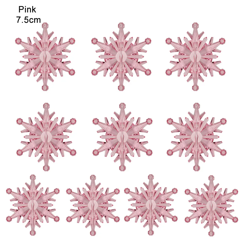 10 шт. Рождественская искусственная Снежинка подвесной декор в форме снежинок прозрачные акриловые кристаллы-стразы кулон фестиваль Декор Ремесло - Цвет: 7.5cm pink