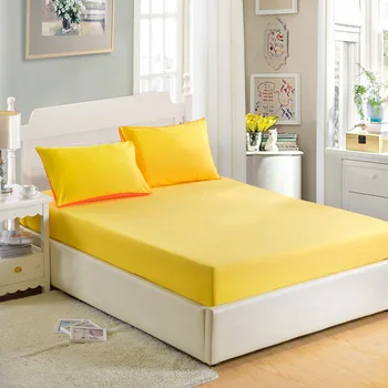

Solid Color Fitted Sheet Yellow Color Bed Sheet For Single Double Bed Kids Adults (no pillowcase) XF717-13