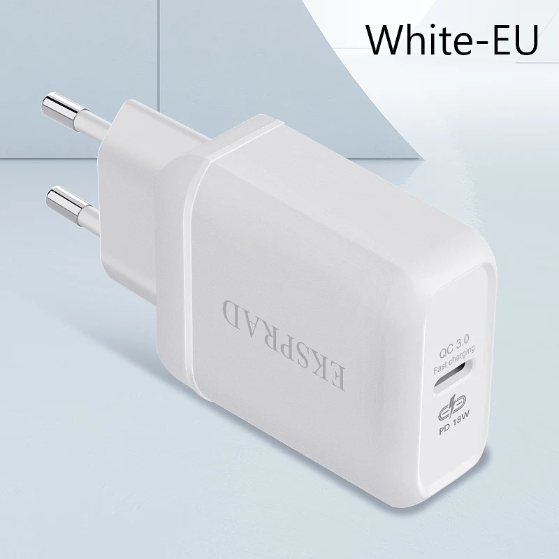 EKSPRAD PD зарядное устройство 18 Вт QC3.0 usb type C быстрое зарядное устройство для iPhone 11 11Pro X Xs 8 Xiaomi samsung Phone USB C PD зарядное устройство US/EU
