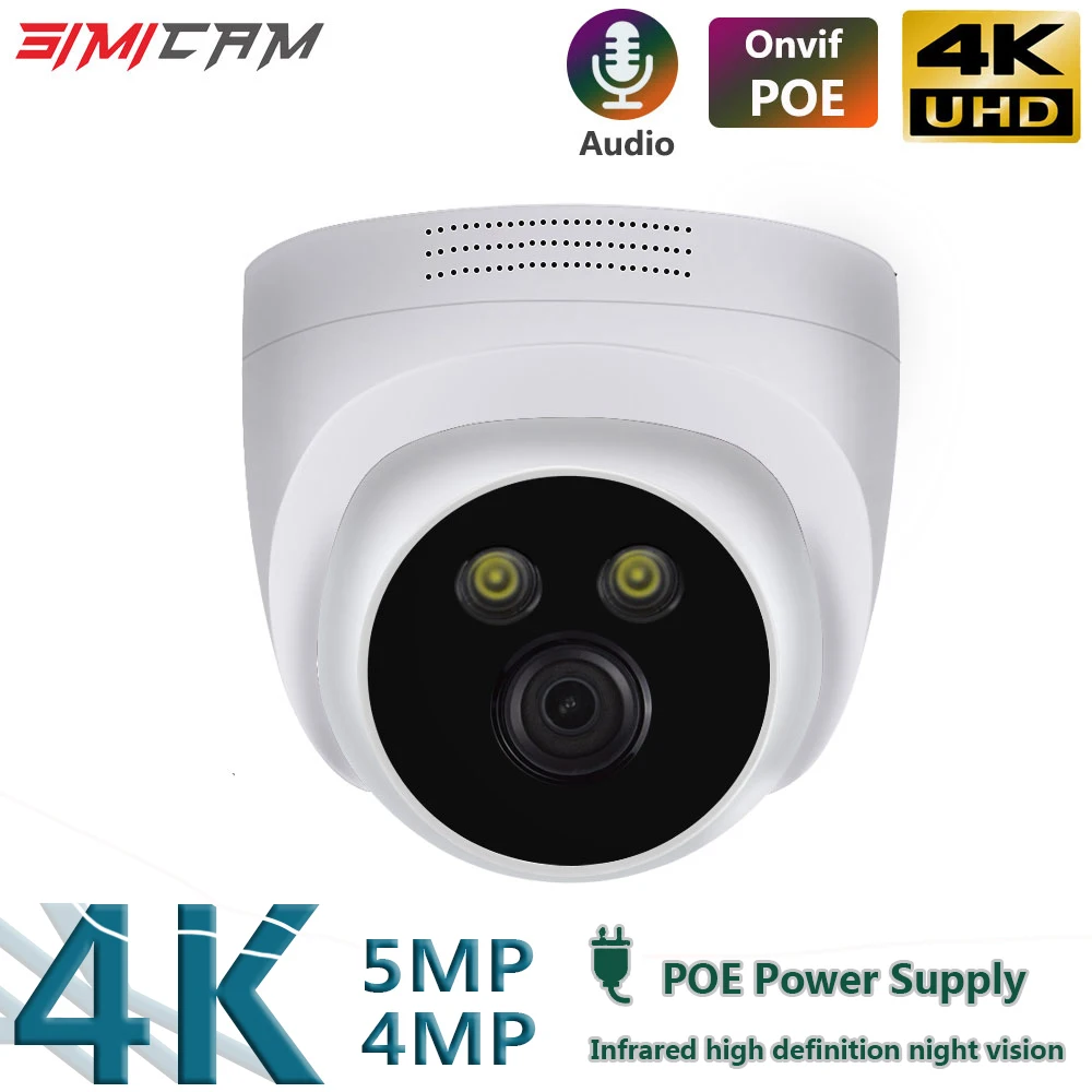 4K 8MP IP POE Video Security Camera NVR Cam Onvif H265 Audio Dome Indoorf Night Vision POE 48V DC12V 4MP 5MP Surveillance Video