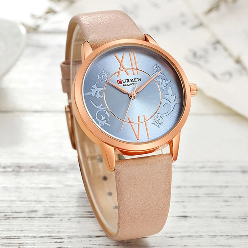 Дизайн CURREN Топ люксовый бренд женские модные кварцевые часы водонепроницаемые повседневные наручные часы кожаные ловушки часы для женщин