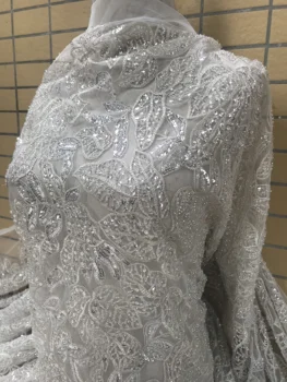 

beautiful embroidery french net tulle mesh lace fabric JIANXI.C-328826 with heavy beads Top quality for party dress