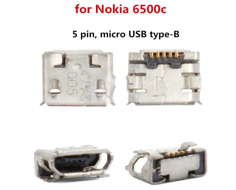 (5 шт./лот) USB-разъем для зарядки Nokia 6500c 7900 8800 Arte(5 контактов micro USB type-B) разъем