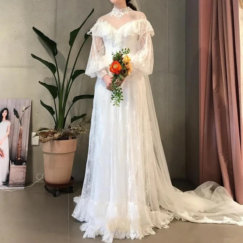 Sheer high neck wedding dress Clearance
