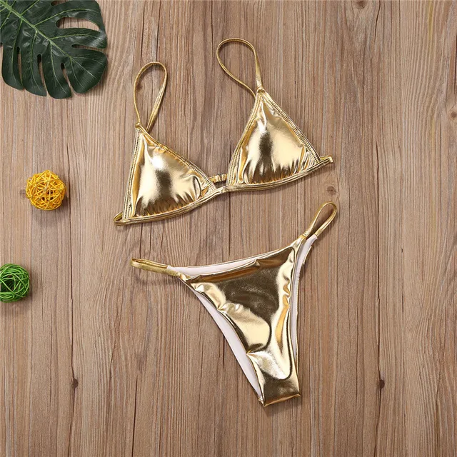 Women Gold Color Bikini Sets 1
