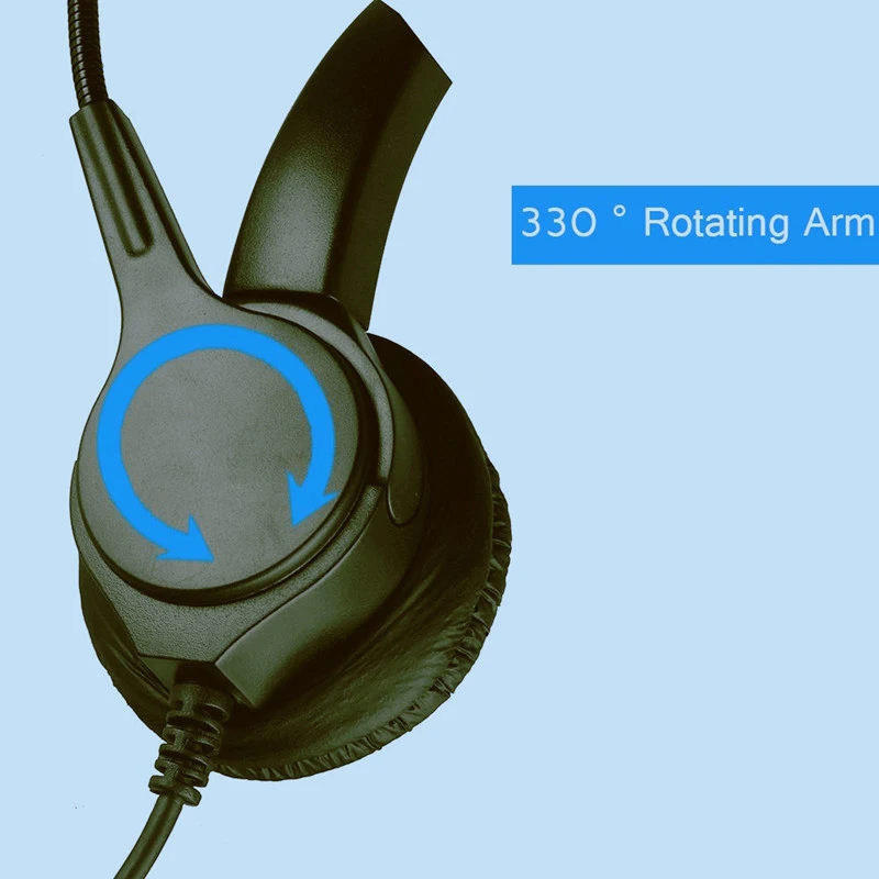 VH500D RJ9 Bilateral Headphone Hands Free Call Center Noise Cancelling Corded with Adjustable Mic for Telephone Set