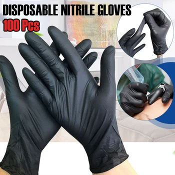 

100pcs Non-slip Disposable Nitrile Gloves Powder-free Exam Gloves, Black