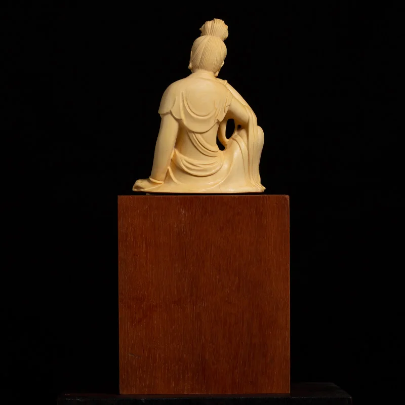 13 см Guanyin Bodhisattva резьба из самшита статуя Будды предметы домашнего декора
