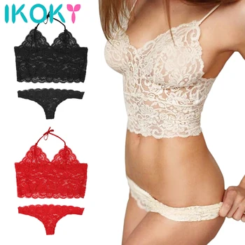 

2Pcs/Set Adjustable Bondage Sexy Lingerie Set Babydoll Nightwear Exotic Lingerie Exotic Apparel Lace Women Sexy Lingerie