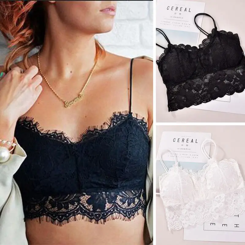 Fashion Sexy Lace Women Ladies Strap Bras Tops Tube Chest Wrap Bandeau Underwear Female Seamless  Bralette Black White