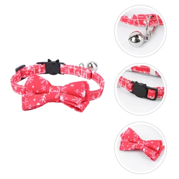 

Christmas Pet Collar with Bells and Bow Ties Adjustable Cat Collar Neck Strap