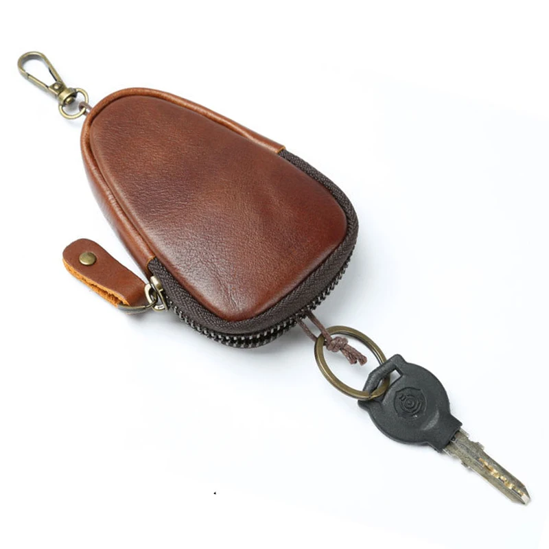 Мужская сумка из натуральной коровьей кожи для автомобильных ключей, женские держатели для ключей, кошелек для ключей из натуральной кожи на молнии, чехол для ключей, сумка для ключей