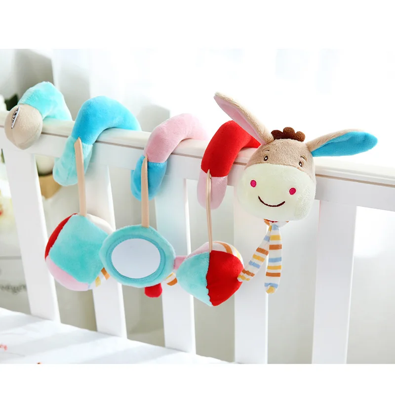 Baby Toys for 0-12 Months Plush Rattle Crib Spiral Hanging Mobile Infant Newborn Bed Animal Gift Baby Bed Stroller Hanging Toy