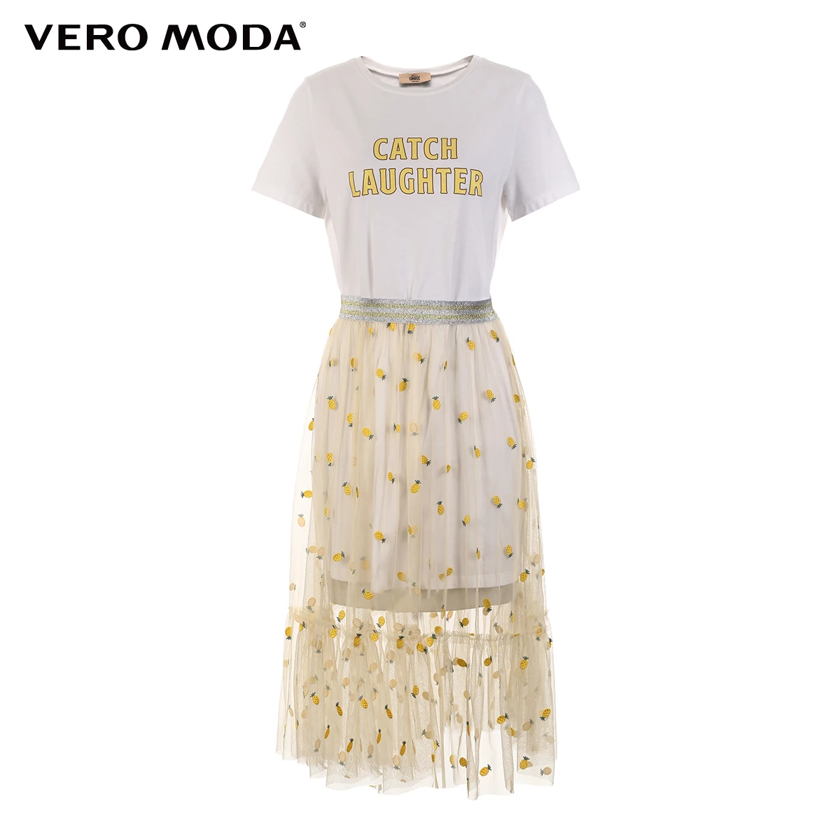 Vero Moda New Women's Mid-length True Two-piece Pineapple& Letter Pattern Dress | 319261515
