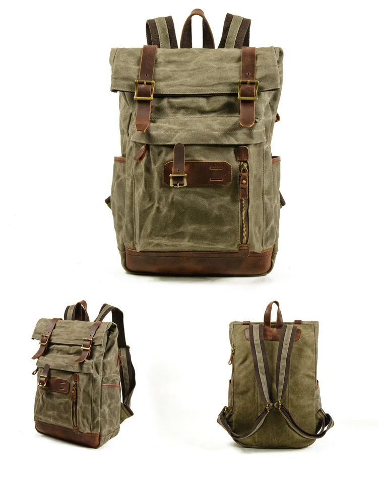 COLOR DISPLAY ARMY GREEN of Woosir Roll Top Backpack