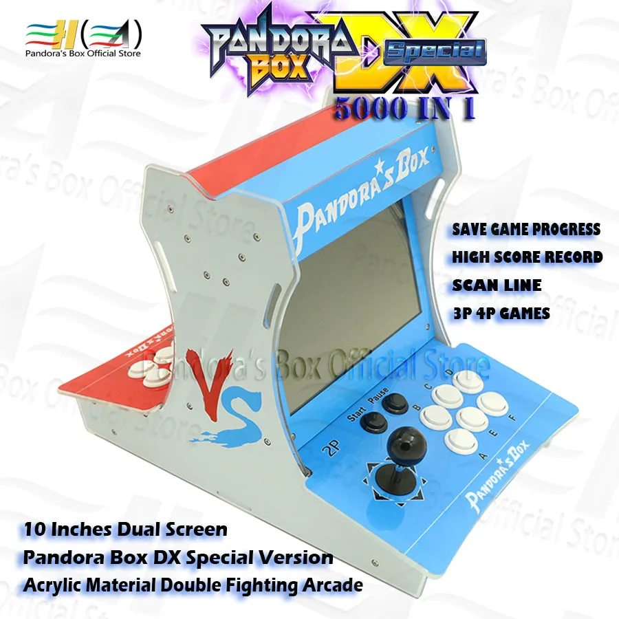2021 Pandora Box DX Special 5000 in 1 Acrylic bartop mini arcade 10 inches dual screen can save game high score record 3D tekken