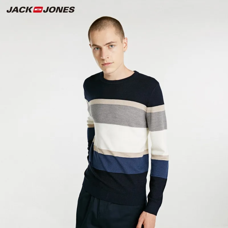 JackJones осень мужской полосатый шерстяной свитер пуловер Топ новая мужская одежда 218324516