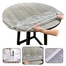 

PVC Round Waterproof Table Cover Cloth Vinyl Fitted Protector Tablecloth Transparent Table Cover With Elastic Edged Cover