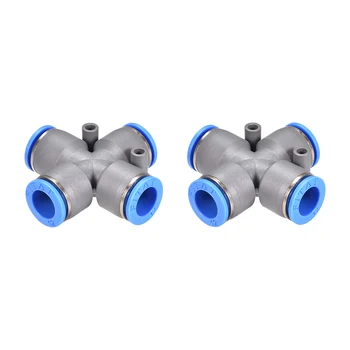 

uxcell Push to Connect Air Fittings 4 Ports 12mm OD Tube Fittings Push Lock Grey Push Fit Fitting easy to Install 2Ps