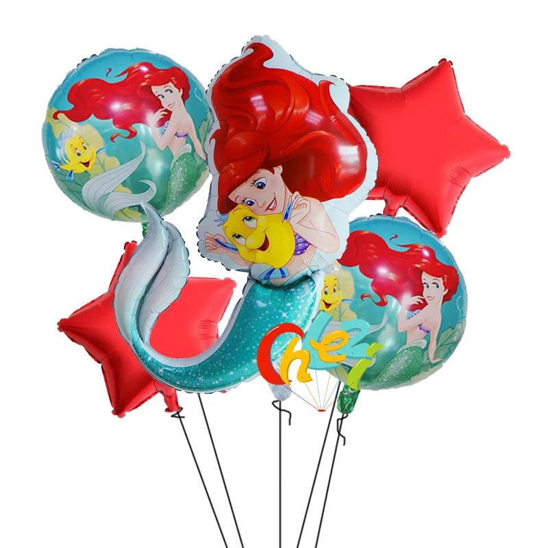 5 штук в партии Русалка воздушный шар с принцессой День рождения морскую тематику украшения 18 дюймов Русалка гелиевый воздушный шар для Бэйби Шауэр