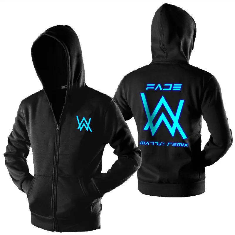 

Hip Hop Luminous Alan Walker Hoodies Jacket Coat Tracksuits Glowing In Dark Sweatshirt Zipper Hooded Pullover