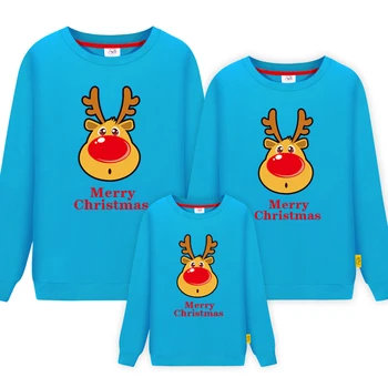 

Cotton T-shirt Christmas parent-child wear Hoodie winter home decoration deer Hoodie high quality casual T-shirt S-xxxl