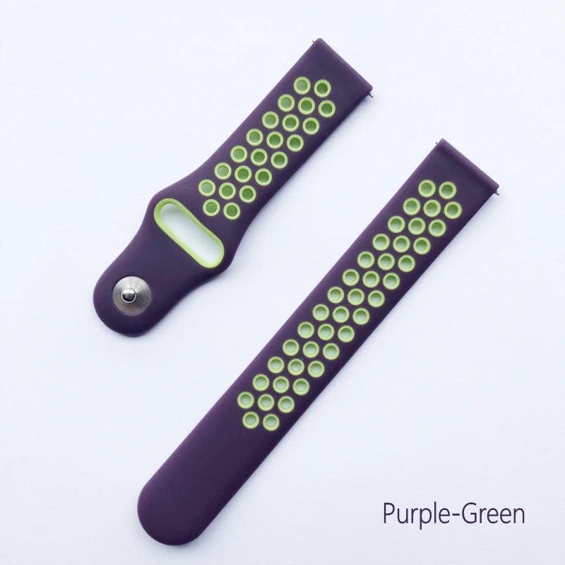 Purple-green Сменный ремешок для наручных часов для Garmin Vivoactive3 Vivoactive 3 спортивный браслет Цветной силиконовый дышащий браслет - Цвет: Purple-green