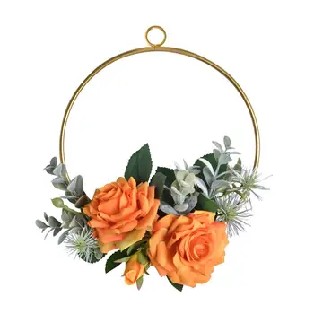 

Cilected Artificial Hydrangea Flower Hoop Wreath Metal Round Triangles Square Iron Frame Wall Hanging For Wedding Backdrop Decor