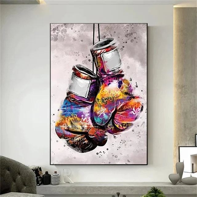 Boxing Gloves Graffiti Painting Printed on Canvas 1