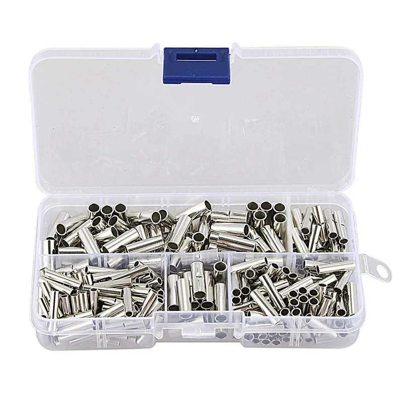 

280 Pieces Non-Insulated Butt Connectors Non-Insulated Wire Ferrule Cable Crimp Terminal Kit for Electrical Splice Diy(22-16Awg