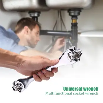 

8 in 1 Multi-function Universal Wrench 6 Tooth Furniture Multi-Purpose Car Repair Tool Spanner Hand Tool Repair Accessory