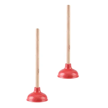 

2Pcs Toilet Closestool Cleaner Rubber Sewer Pipe Cleaning Accessory (Red)