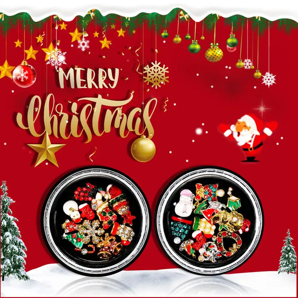 Christmas Style Rhinestone Nail Art Decoration 3D Tips Manicure Tool Nail Rhinestones Easy to apply on natural or artificial