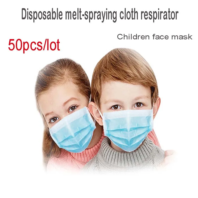 

50pcs/lot disposable masks for children students, three-layer dust-proof and antifoam protective masks thickened and breathable