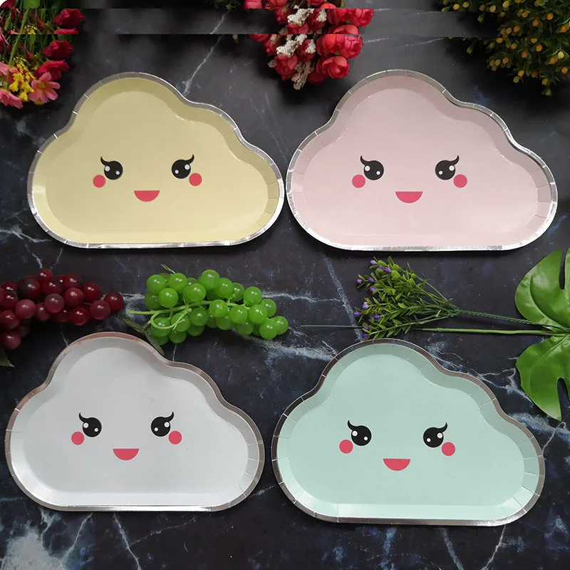 8PCS Color mixing Одноразовая посуда вечерние украшения на вечеринку дня рождения украшения Дети облако бумажный лоток белый бумажный лоток Свадьба деко - Цвет: 8PCS Color mixing