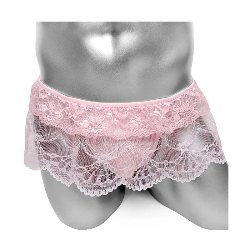Трусы с мешочком Sissy стринги нижнее белье цветочным кружевом Сетчатое прозрачное