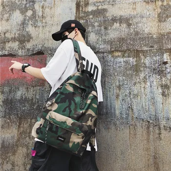 

Fashion trend camouflage backpack school bag female Korean personality men's backpack large capacity travel bag