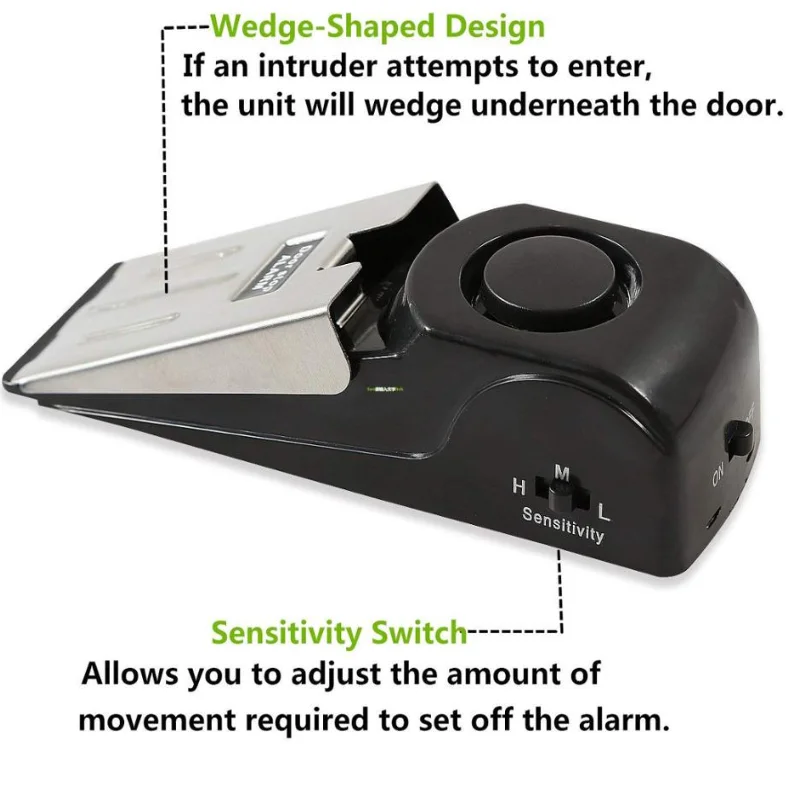 120dB Door Stop Alarm Door Block Vibration Alarm for Traveling Security Door Alarm Stopper Doorstop for Home Security