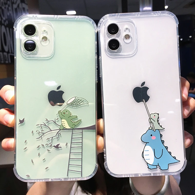 iphone se leather case Cartoon Animal Dinosaur Clear Phone Case For iPhone 11 12 Pro Max X XS Max XR 7 8 Plus 12 Transparent Soft Shockproof Back Cover iphone se waterproof case