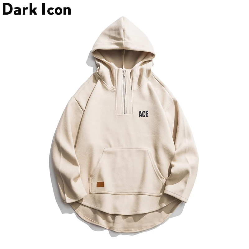 Флисовые мужские толстовки с капюшоном на молнии Dark Icon,, хип-хоп пуловер с капюшоном белого цвета, Мужская толстовка, уличная одежда